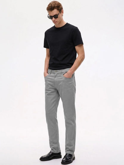 Silisoul Grey Regular Fit Cotton, Viscose Rayon Trousers