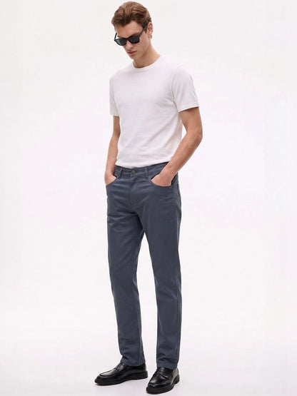 Silisoul Navy Blue Regular Fit Cotton, Viscose Rayon Trousers
