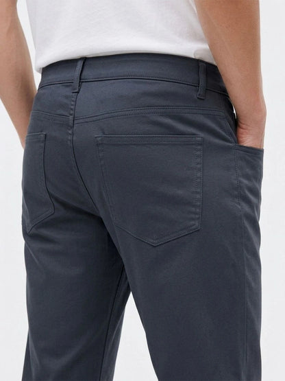 Silisoul Navy Blue Regular Fit Cotton, Viscose Rayon Trousers