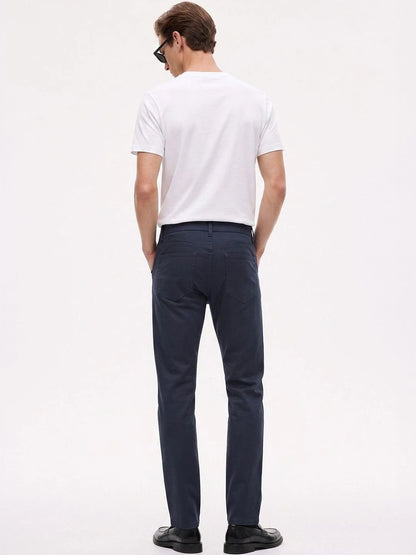 Silisoul Navy Blue Regular Fit Cotton, Viscose Rayon Trousers