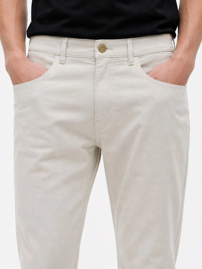 Silisoul Beige Regular Fit Cotton, Viscose Rayon Trousers