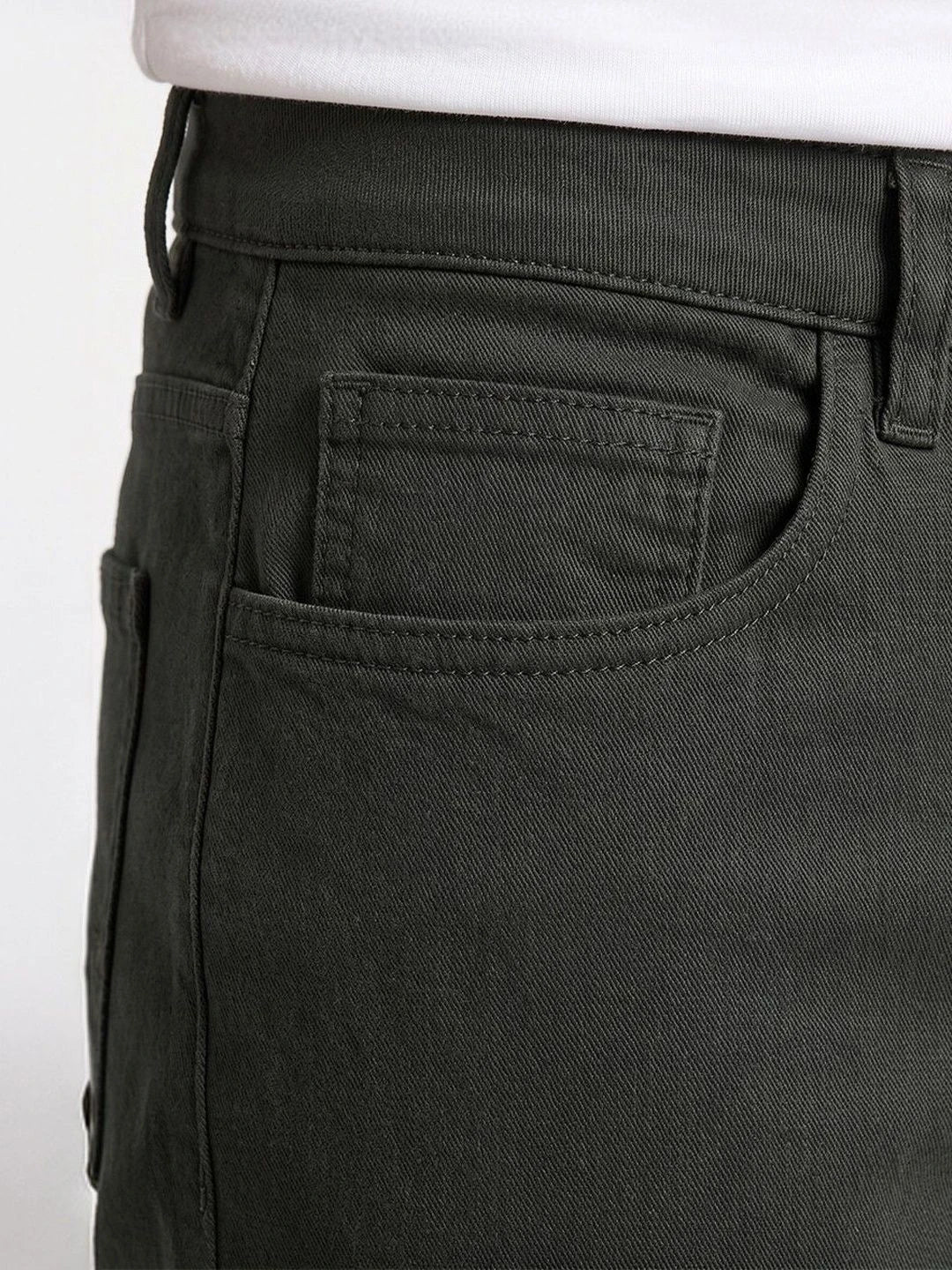 Silisoul Olive Regular Fit Cotton, Viscose Rayon Trousers