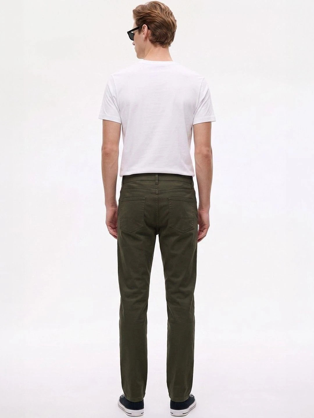 Silisoul Olive Regular Fit Cotton, Viscose Rayon Trousers