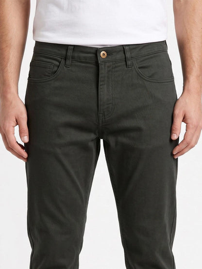 Silisoul Olive Regular Fit Cotton, Viscose Rayon Trousers