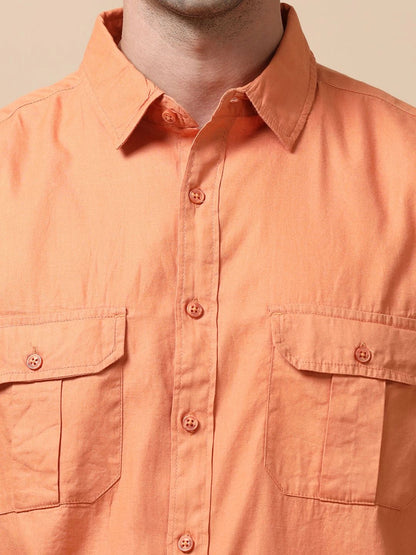 Silisoul Coral Relaxed Fit Cotton Long Sleeves Spread Collar Shirt