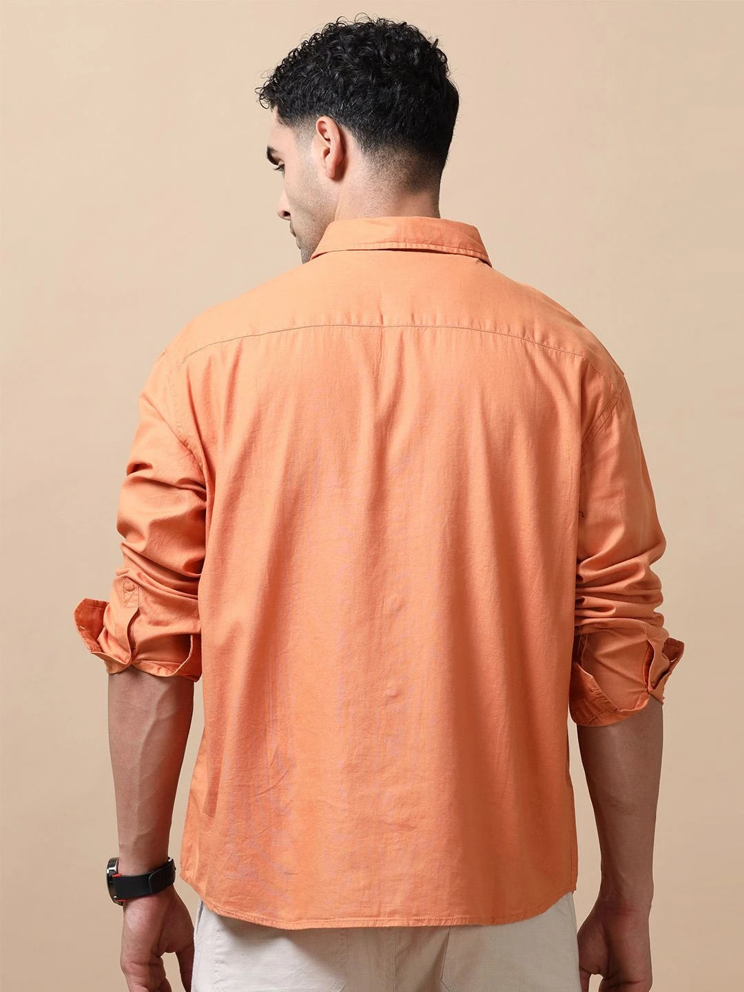 Silisoul Coral Relaxed Fit Cotton Long Sleeves Spread Collar Shirt