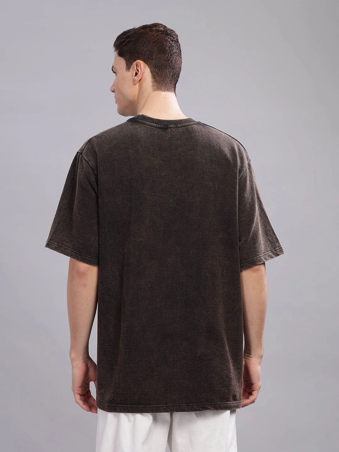 Silisoul Brown Oversized Fit Other Print Pure Cotton T-Shirt