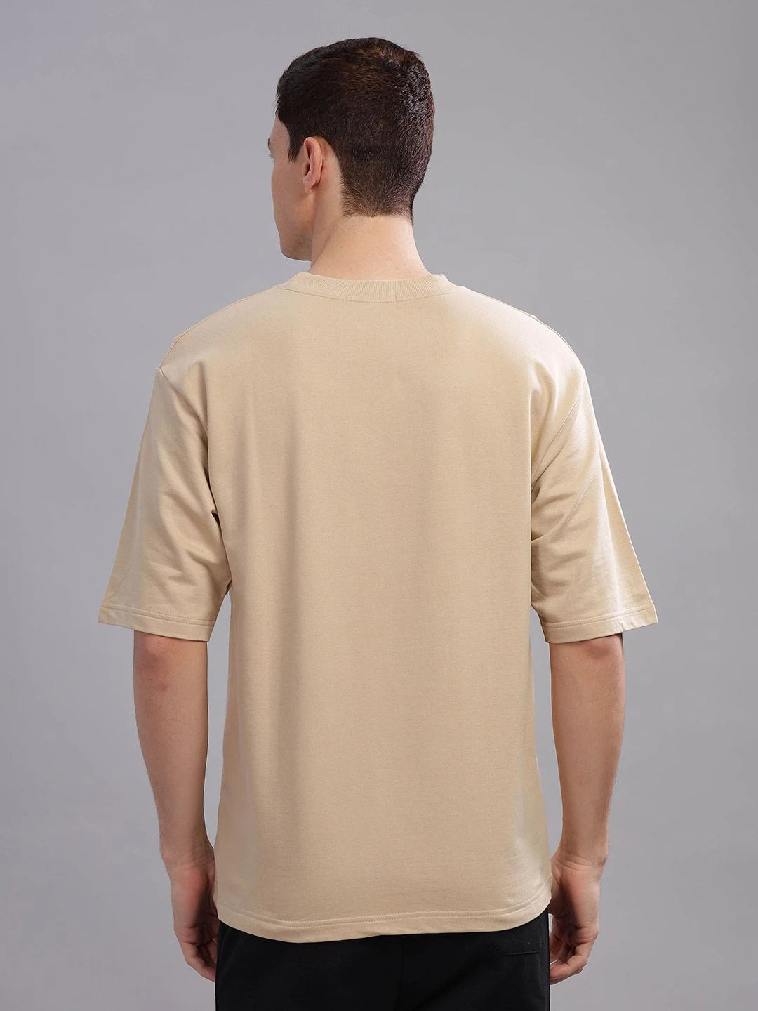 Silisoul Beige Oversized Fit Pure Cotton Short Sleeves T-Shirt
