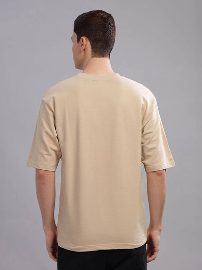 Silisoul Beige Oversized Fit Pure Cotton Short Sleeves T-Shirt