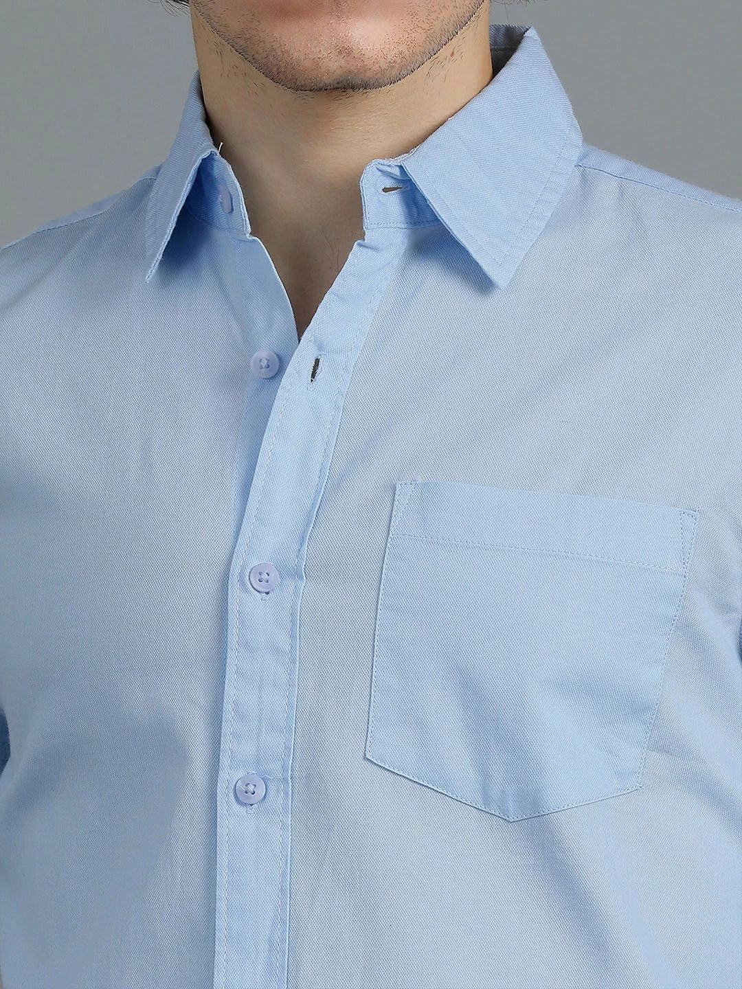 Silisoul Blue Regular Fit Cotton Long Sleeves Spread Collar Shirt