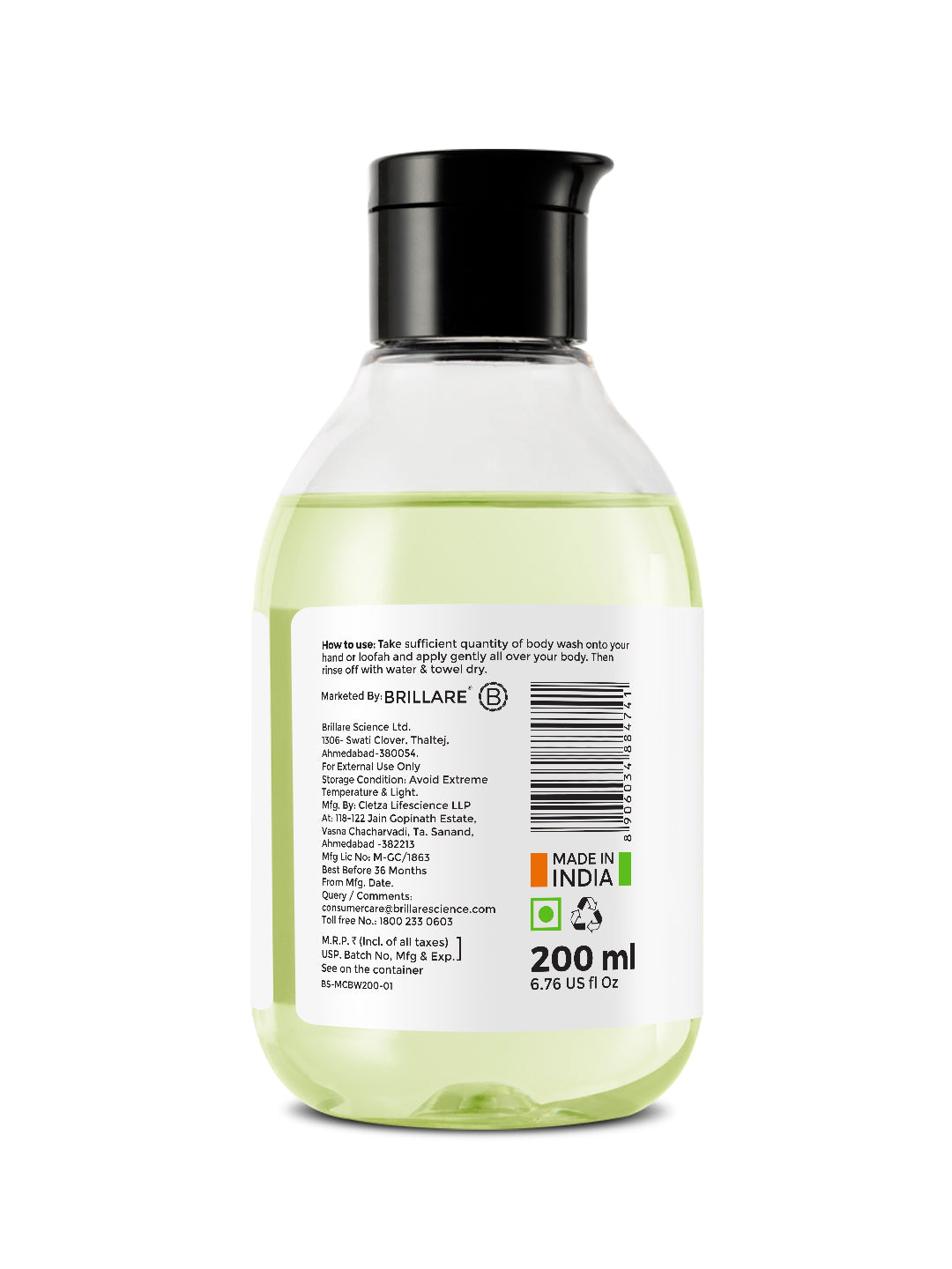 Brillare Mint & Coconut Body Wash (200ml)