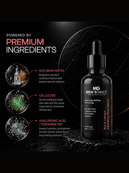 Men's Grace Rice & Cellulose Exfoliating Face Serum (30ml)
