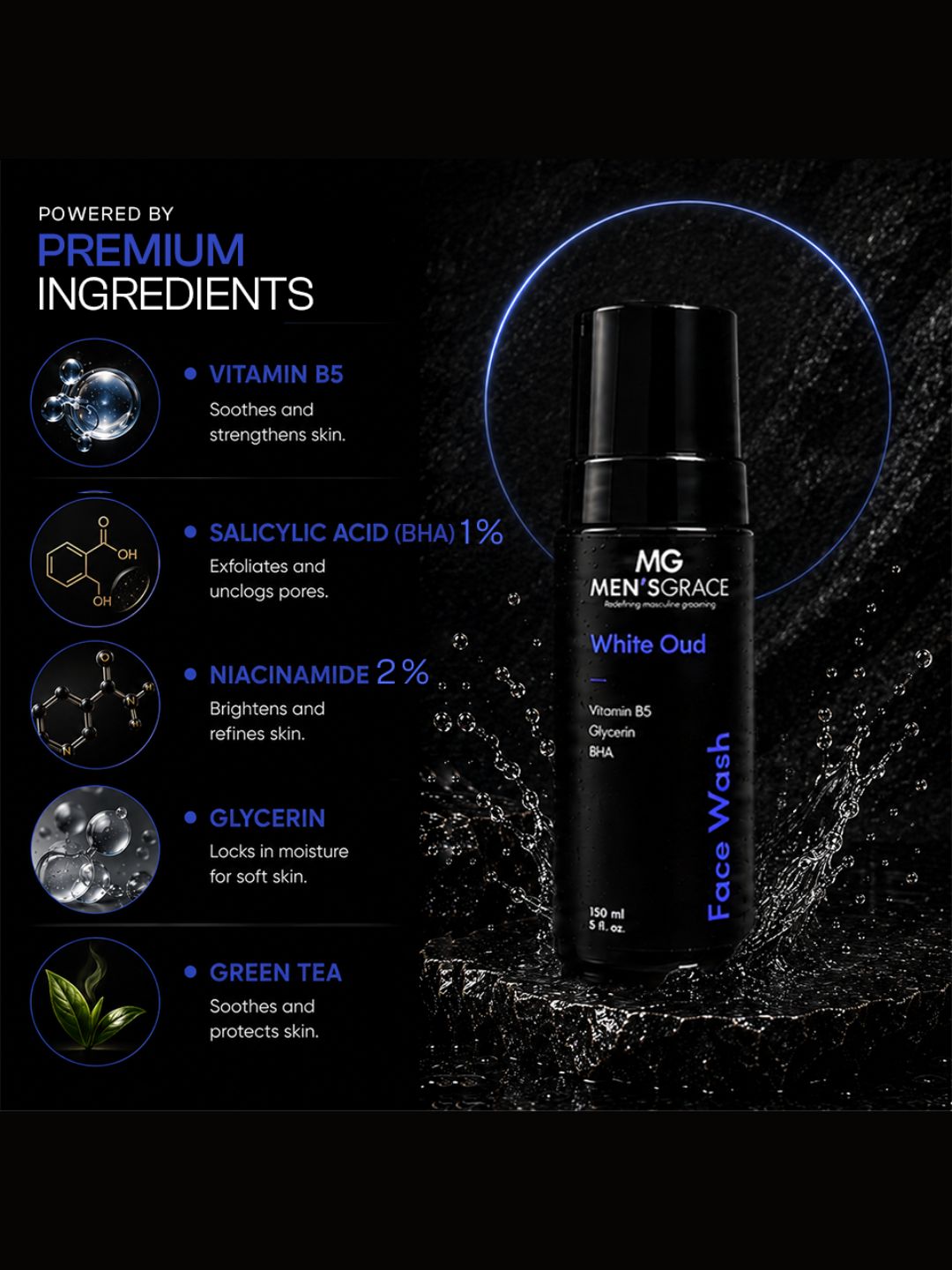 Men's Grace 1% Salicylic Acid & 2% Niacinamide Oil & Acne Control Face Wash (150ml)