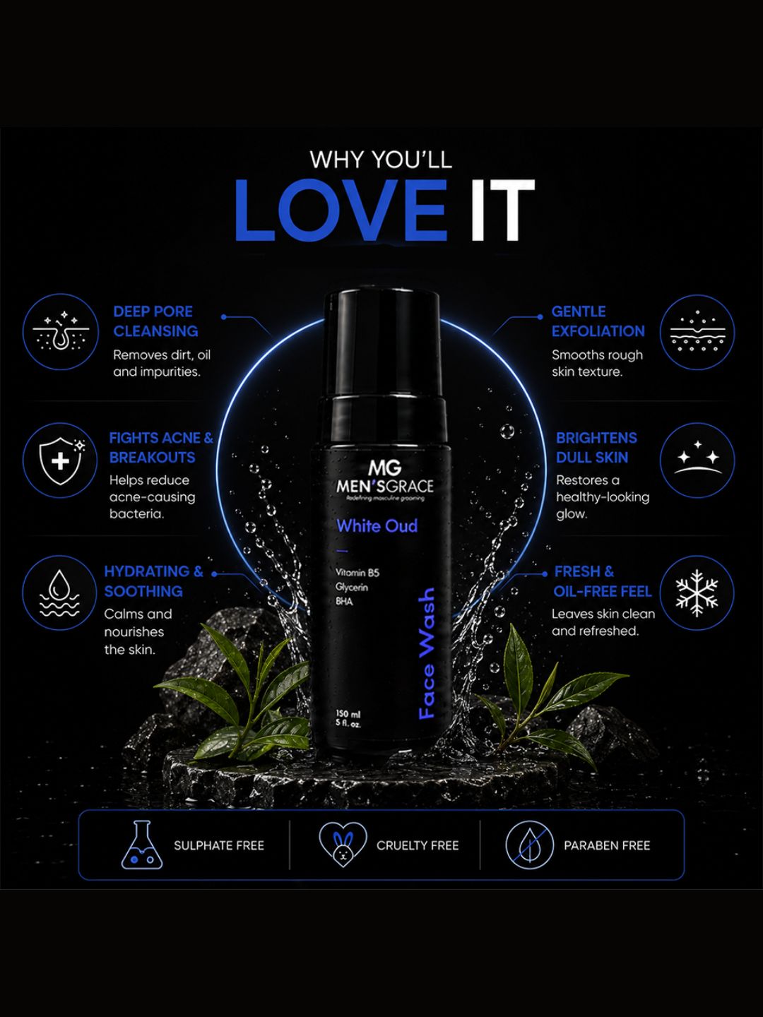 Men's Grace 1% Salicylic Acid & 2% Niacinamide Oil & Acne Control Face Wash (150ml)