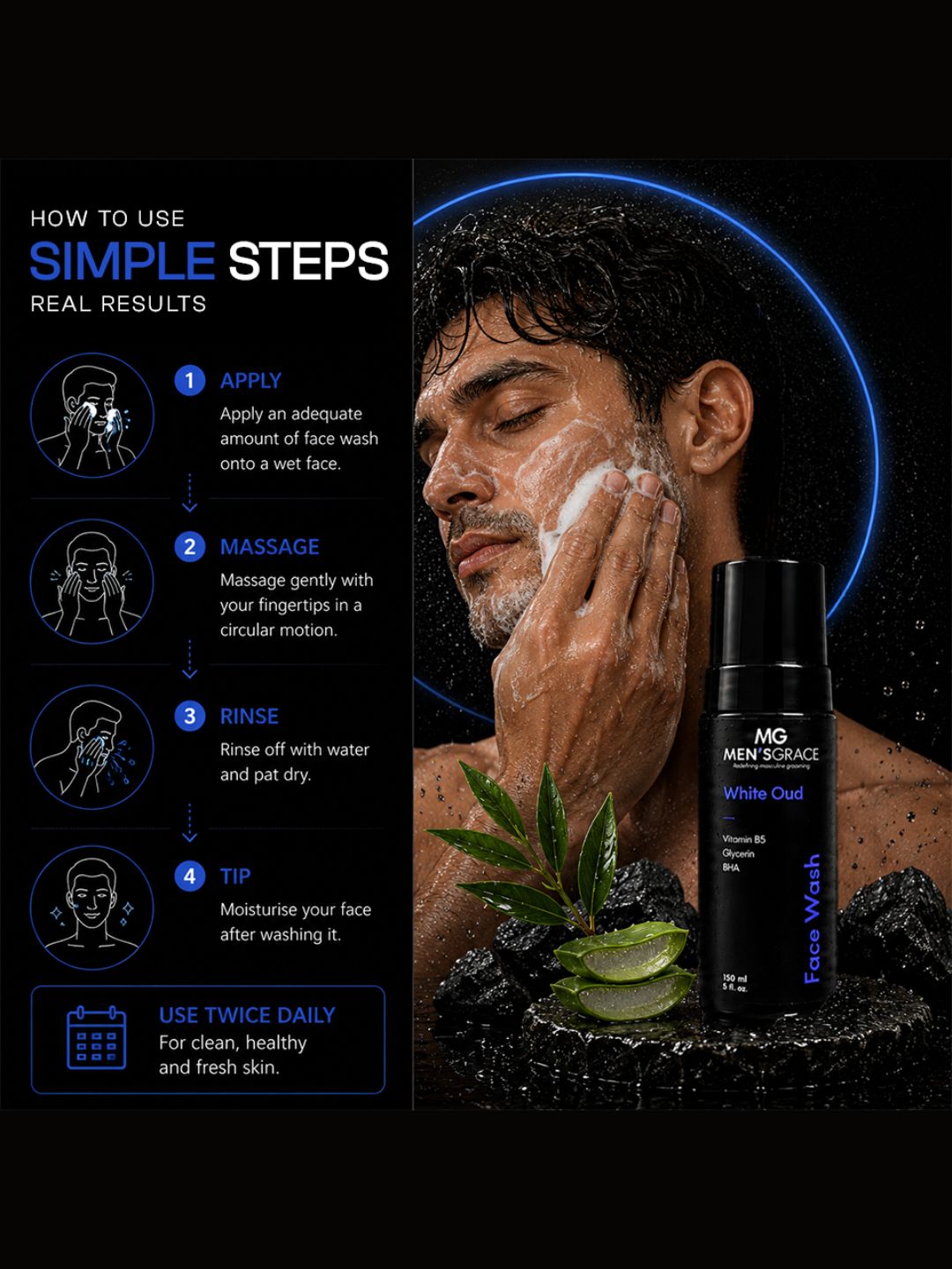 Men's Grace 1% Salicylic Acid & 2% Niacinamide Oil & Acne Control Face Wash (150ml)