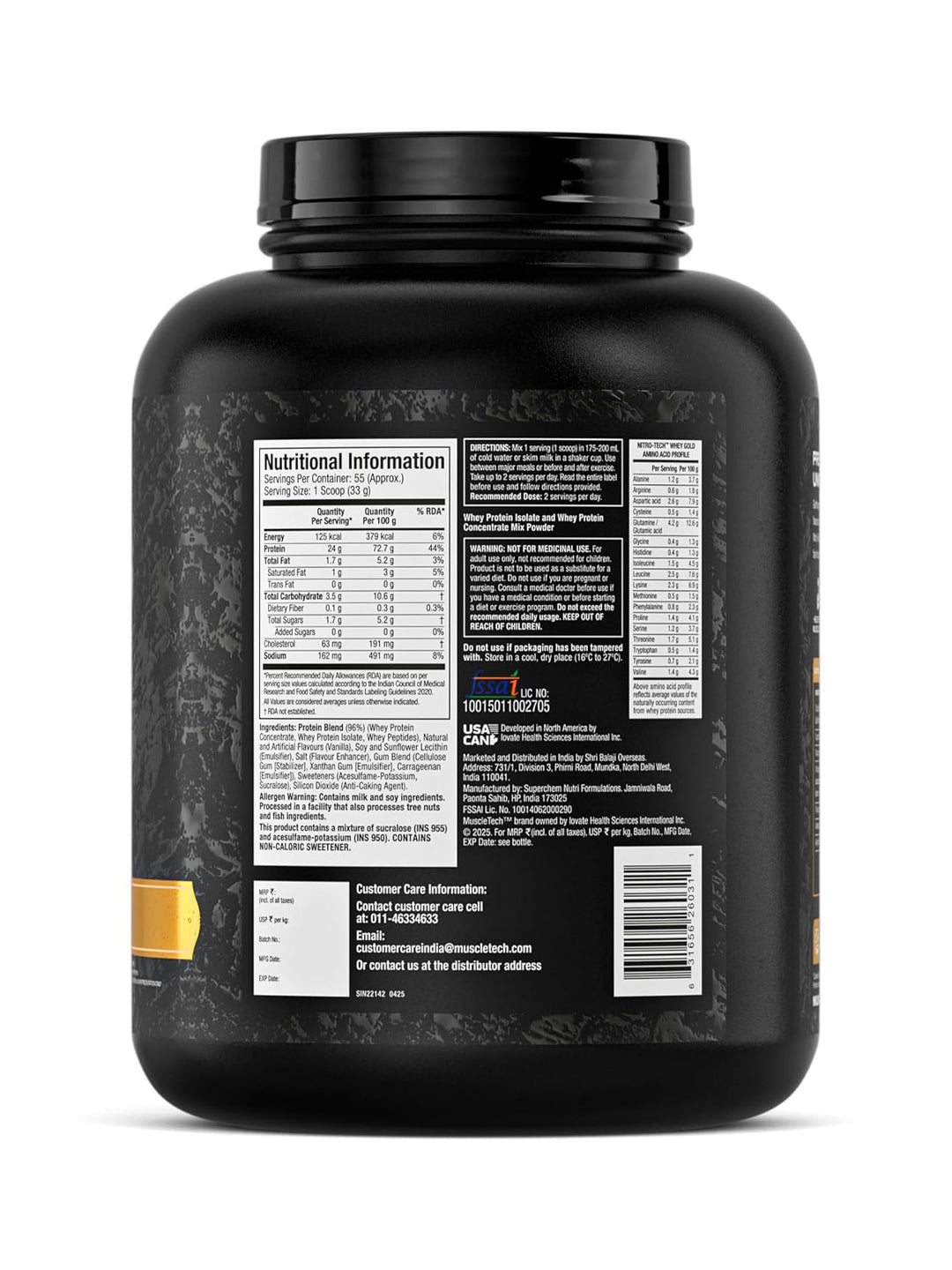Muscletech Nitro Tech Whey Gold Vanilla Cream Powder 1.81 kg