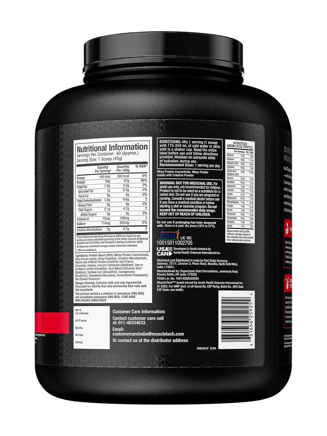 Muscletech Nitro Tech Whey Protein Powder 1.81 kg