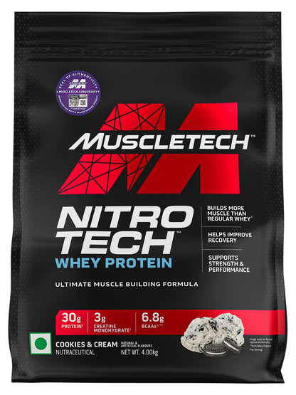 Muscletech Nitro Tech Whey Protein Cookies & Cream Powder 4 kg