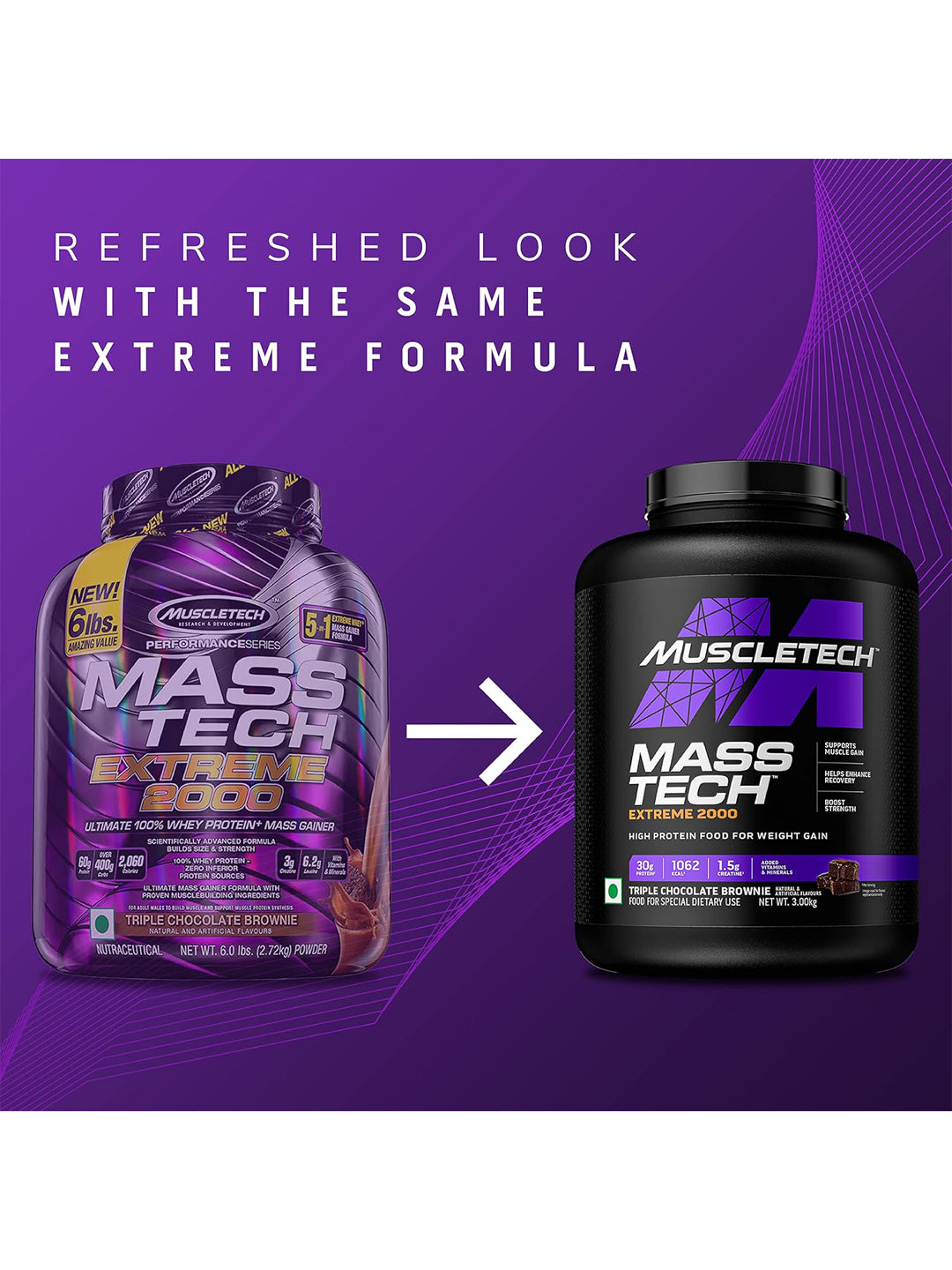 MuscleTech Mass Tech Extreme 2000 Triple Chocolate Brownie 3kg