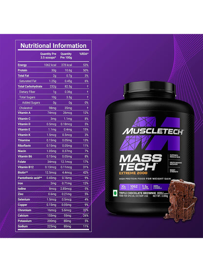MuscleTech Mass Tech Extreme 2000 Triple Chocolate Brownie 3kg
