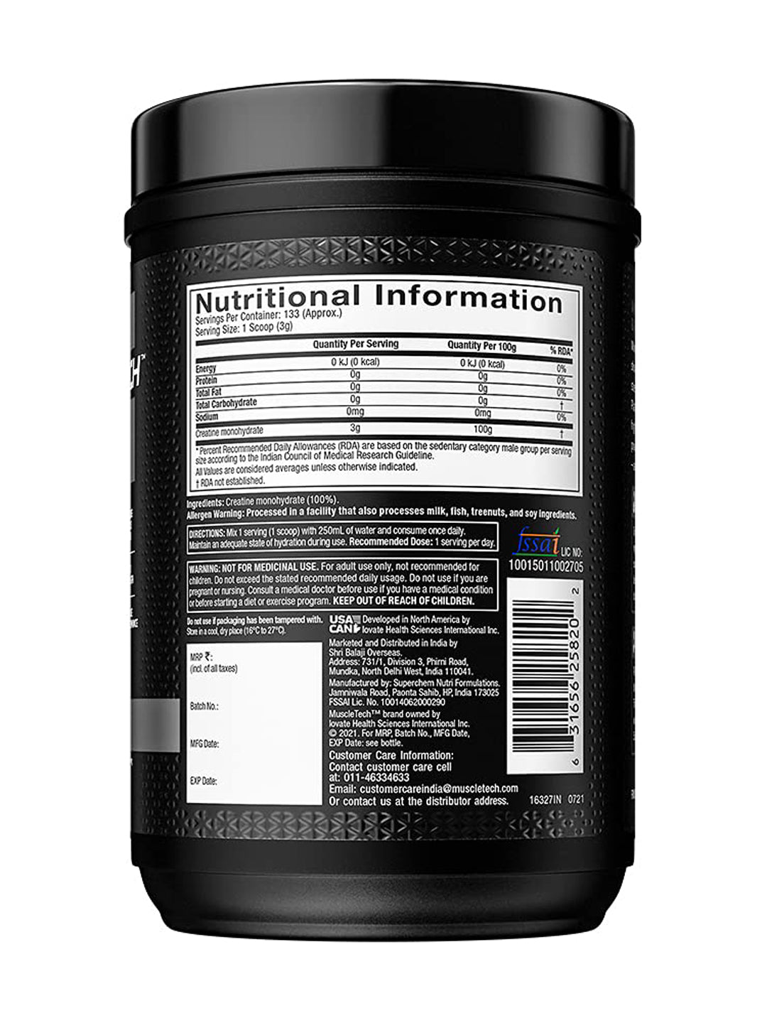 Muscletech Platinum 100% Creatine Monohydrate Unflavoured Powder 400 g