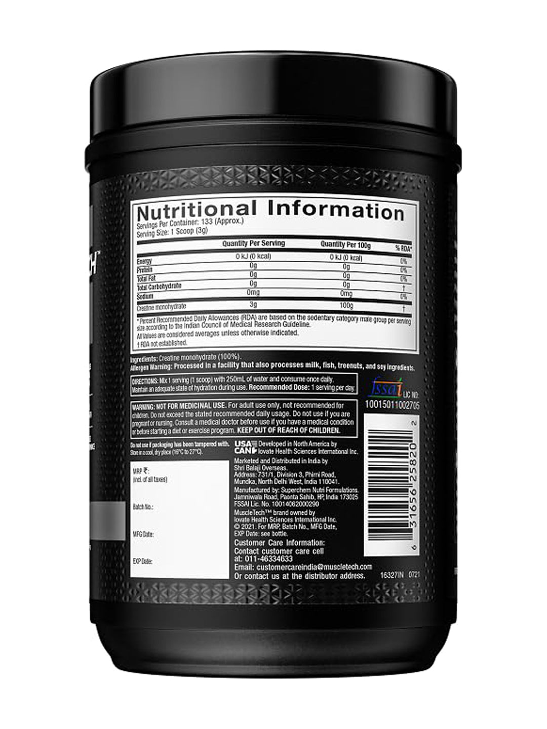 Muscletech Platinum 100% Creatine Monohydrate Unflavoured Powder 400 g