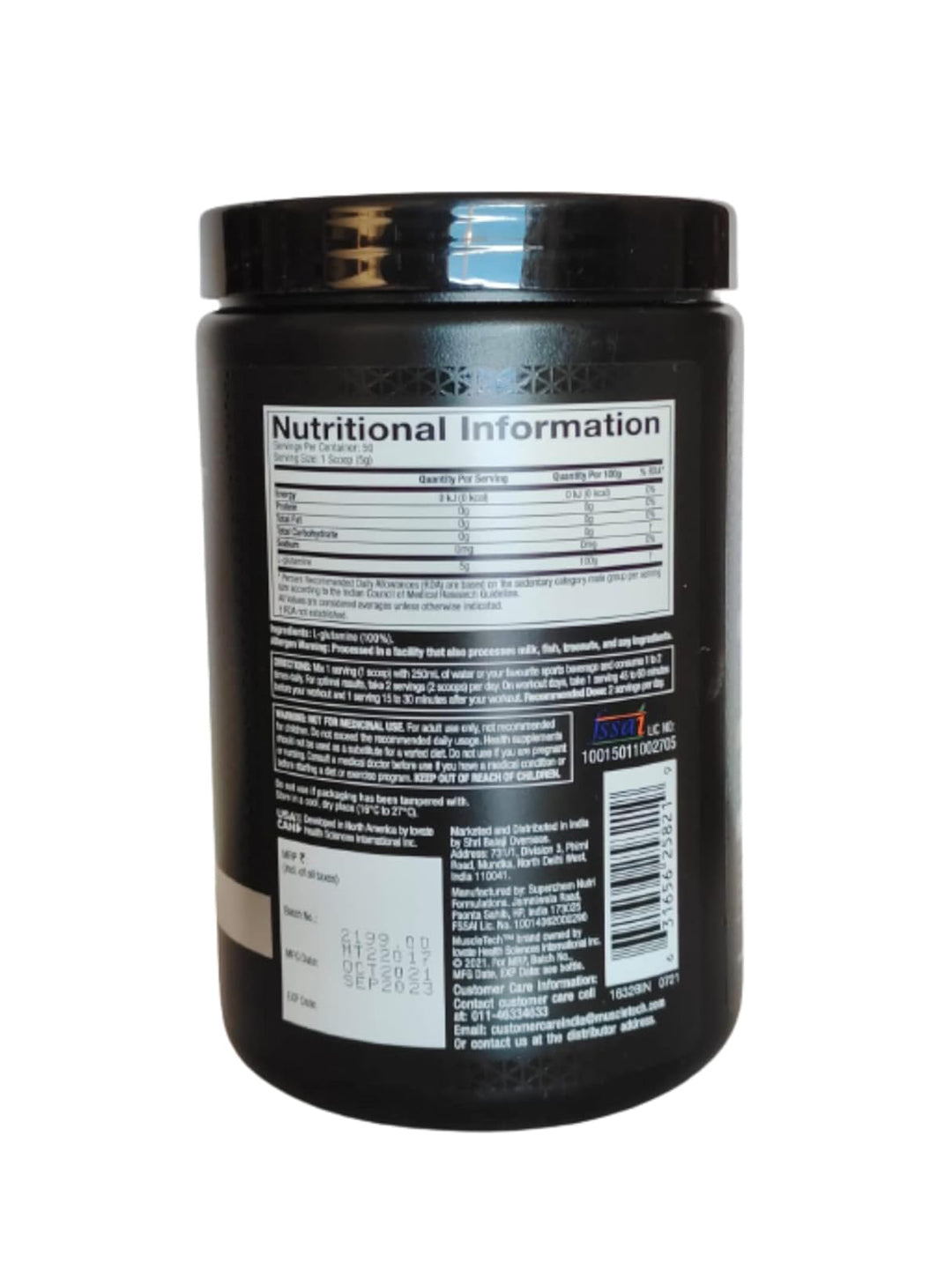 Muscletech Platinum 100% Glutamine Unflavoured Powder 250 g