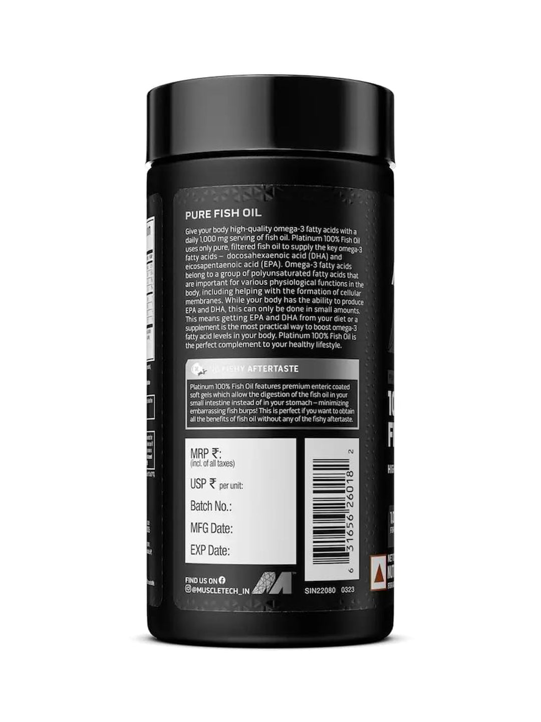 Muscletech Platinum 100% Fish Oil Omega-3 Softgels 100 Softgels