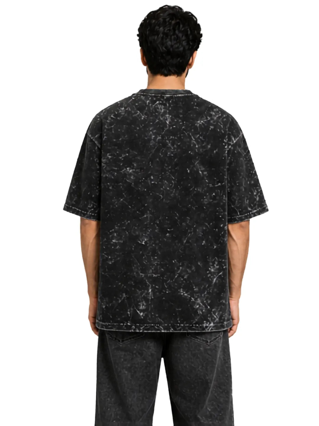 Arya Black Oversized Meditating Buddha Print Half Sleeve Cotton T-Shirt