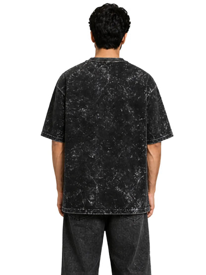 Arya Black Oversized Meditating Buddha Print Half Sleeve Cotton T-Shirt
