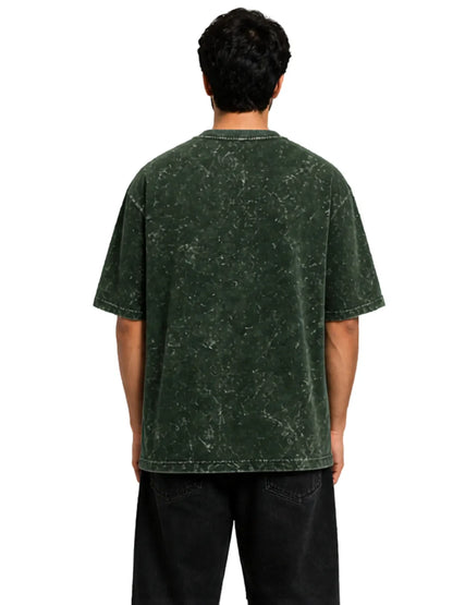 Arya Bottle Green Oversized Meditating Buddha Print Half Sleeve Cotton T-Shirt