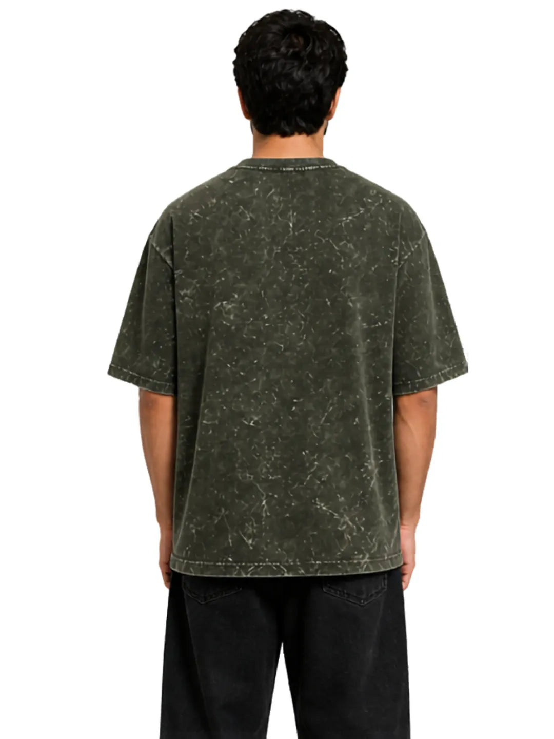 Arya Olive Green Oversized Meditating Buddha Print Half Sleeve Cotton T-Shirt