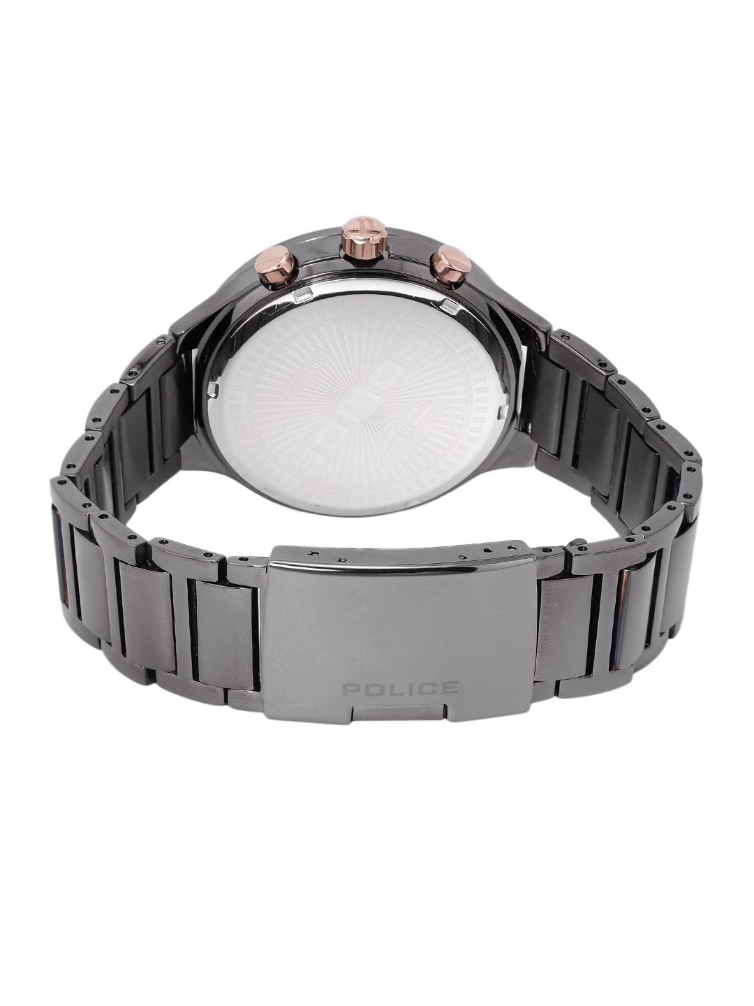 Police Round Charcoal Dial Analog Watch With Day-Date Display & Leather Strap - NEPL15936JSGY13M