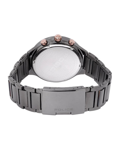 Police Round Charcoal Dial Analog Watch With Day-Date Display & Leather Strap - NEPL15936JSGY13M