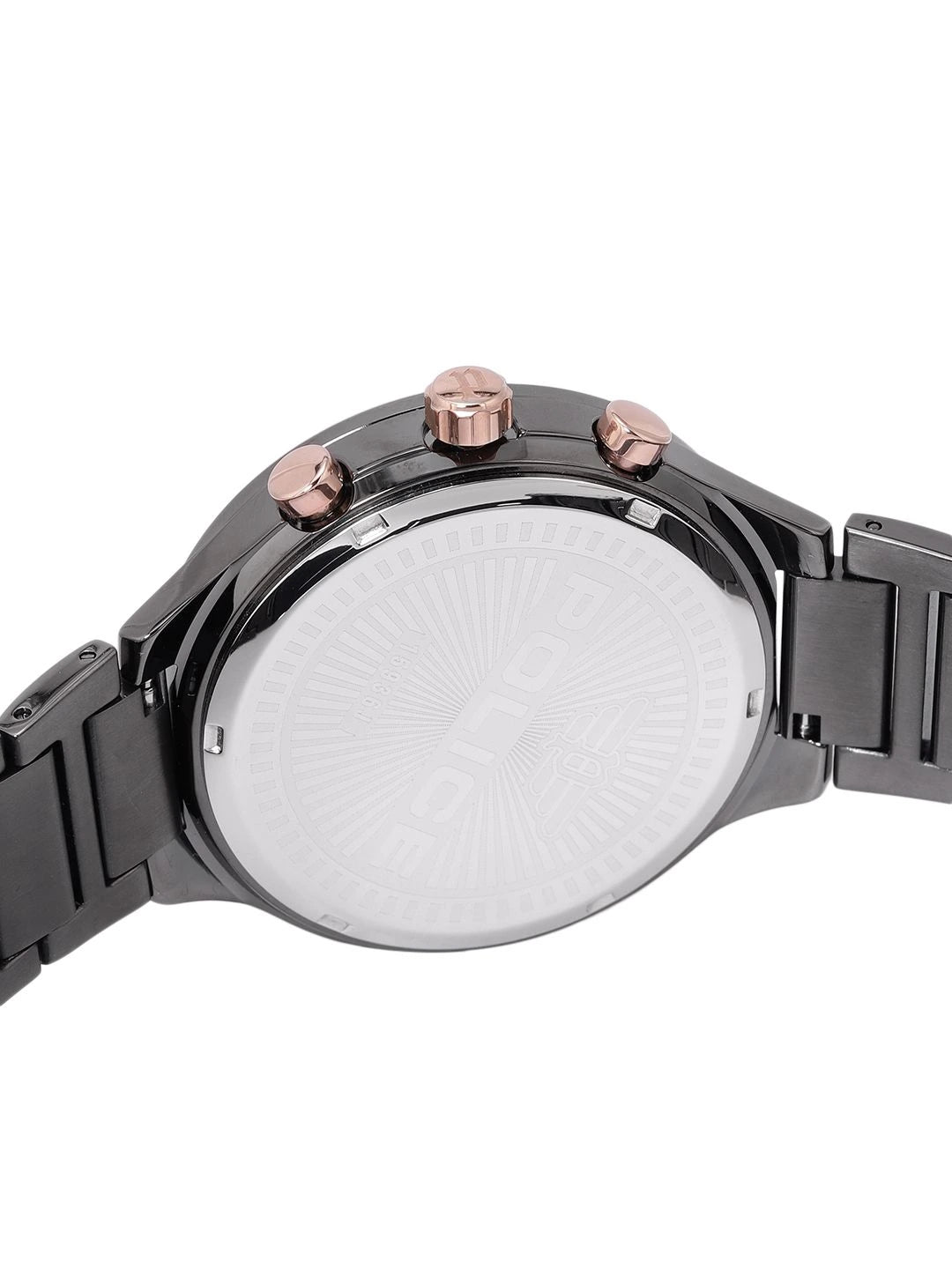 Police Round Charcoal Dial Analog Watch With Day-Date Display & Leather Strap - NEPL15936JSGY13M