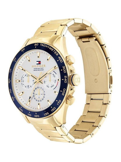 Tommy Hilfiger Round Gold Dial Analog Watch With Metal Strap - NETH1791969