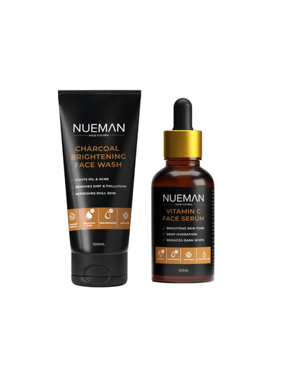 NUEMAN Charcoal Face Wash & Vitamin C Face Serum Set (100ml + 30ml)