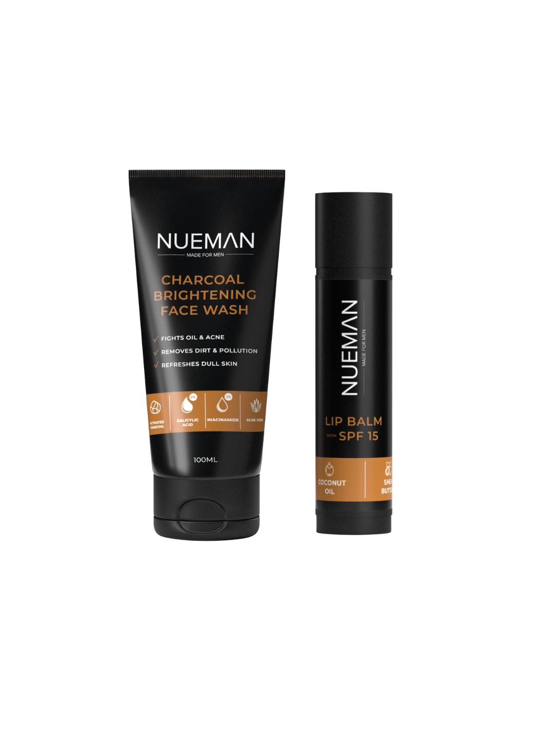 NUEMAN Charcoal Face Wash & Lip Balm SPF 15 Set (100ml + 5g)