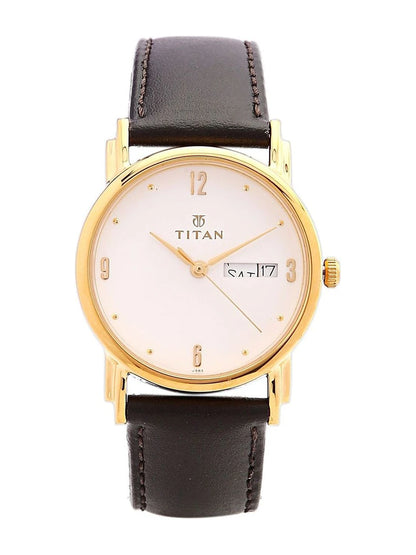 Titan Quartz Analog With White Dial Watch - NM1445YL04
