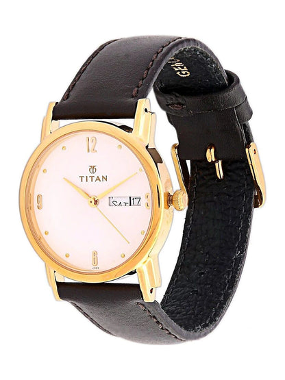 Titan Quartz Analog With White Dial Watch - NM1445YL04
