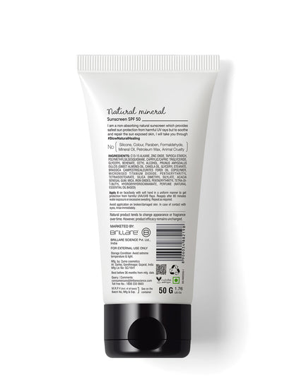 Brillare Natural Mineral Sunscreen Spf 50 (50g)