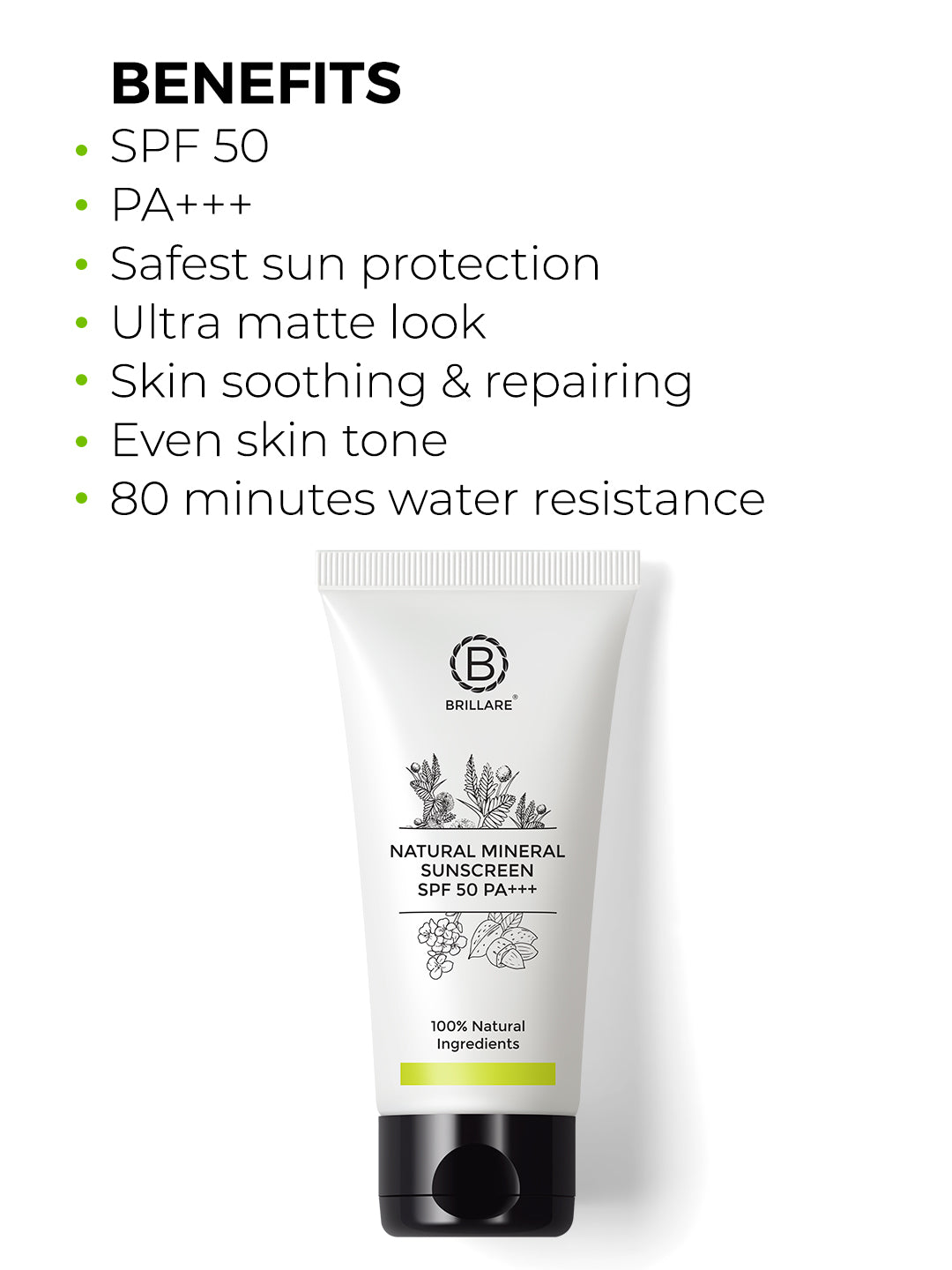 Brillare Natural Mineral Sunscreen Spf 50 (50g)