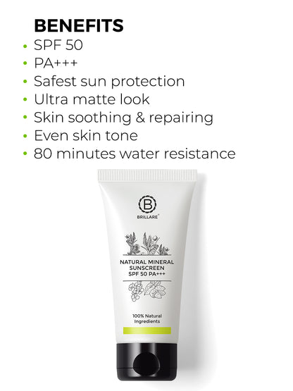 Brillare Natural Mineral Sunscreen Spf 50 (50g)