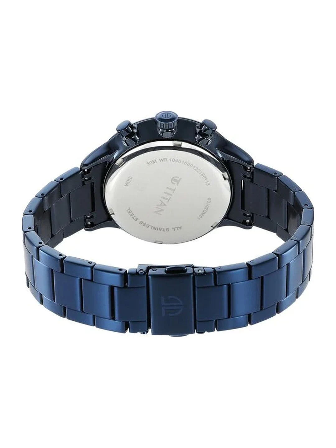 Titan Round Blue Dial Multifunction Watch With Blue Metal Strap  - NS90102QM01