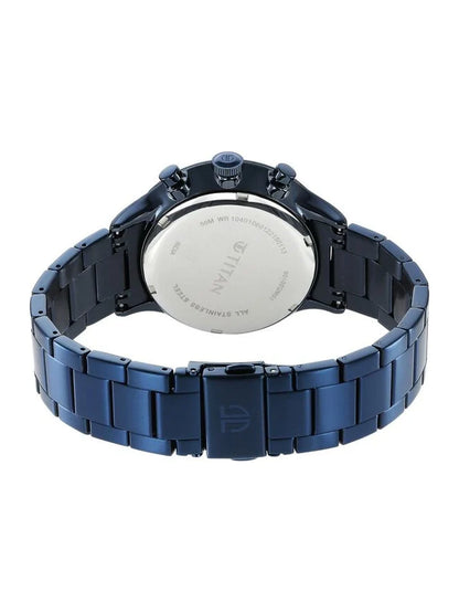 Titan Round Blue Dial Multifunction Watch With Blue Metal Strap  - NS90102QM01