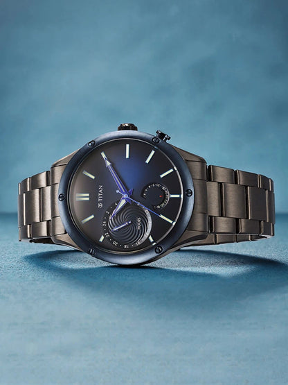 Titan Stellar Multifunction Analog With Blue Dial Watch - NT10009KM01