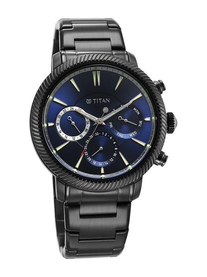Titan Stellar Multifunction Analog With Blue Dial Watch - NT10012NM01