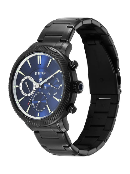 Titan Stellar Multifunction Analog With Blue Dial Watch - NT10012NM01