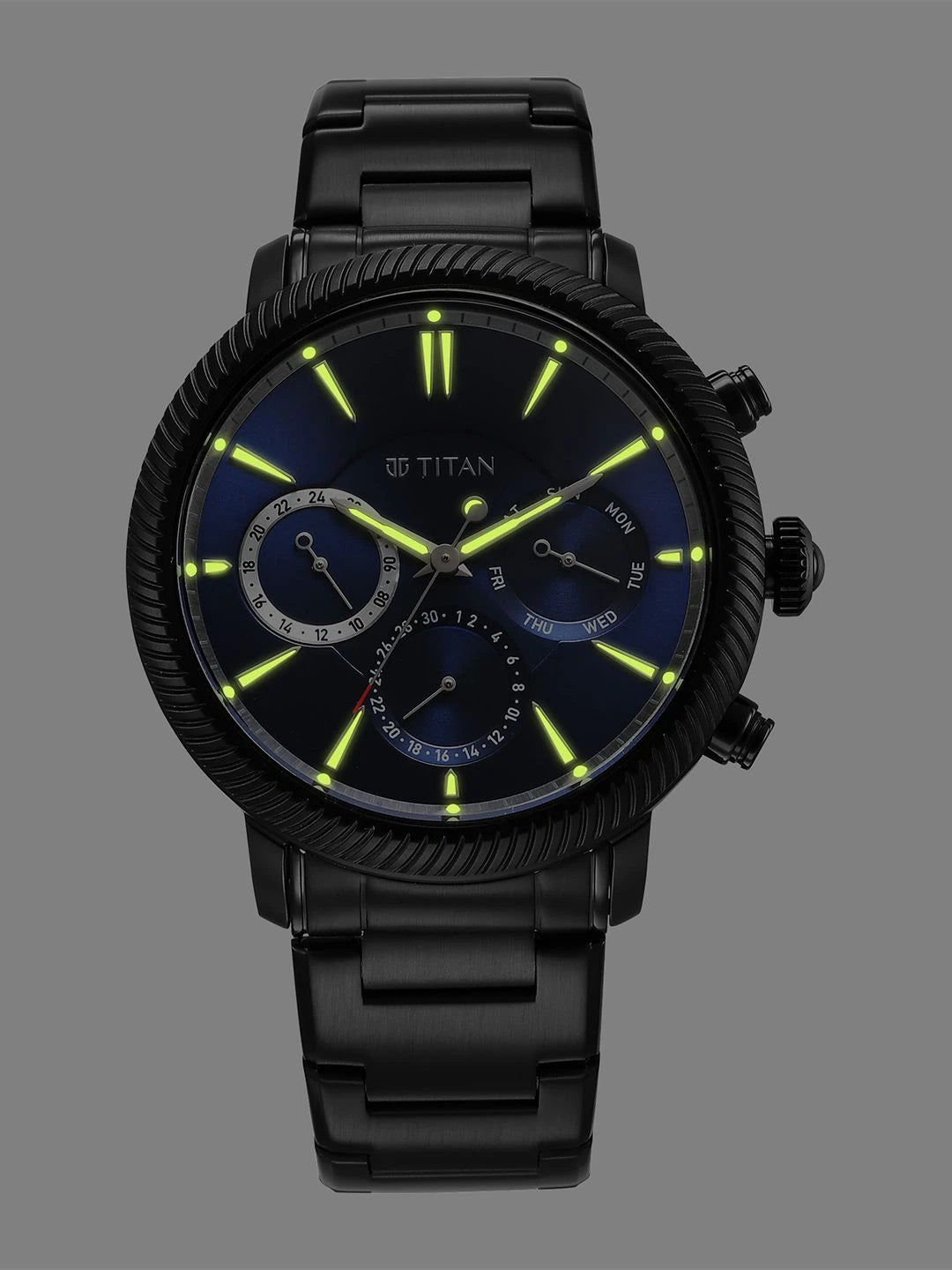 Titan Stellar Multifunction Analog With Blue Dial Watch - NT10012NM01