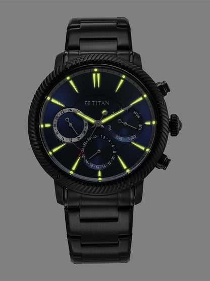 Titan Stellar Multifunction Analog With Blue Dial Watch - NT10012NM01